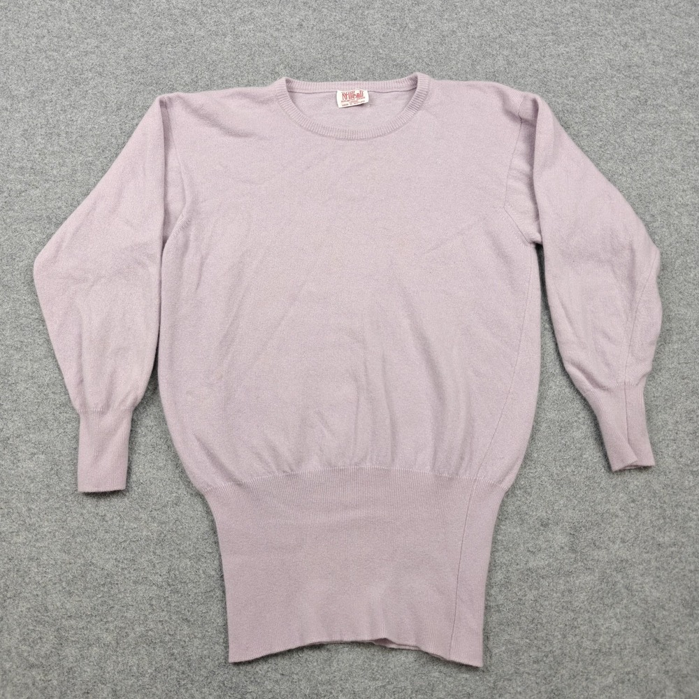 Vintage N Peal Sweater Womens M Purple 100% Cashmere Crewneck Knit Scotland